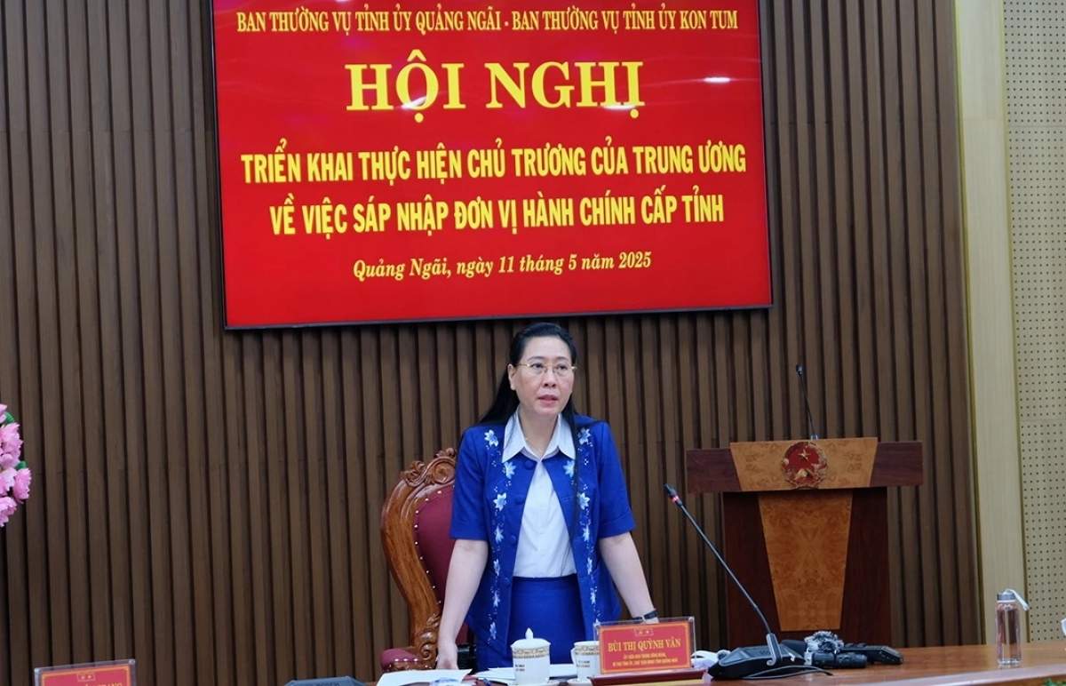 Bí thư Tỉnh ủy Quảng Ngãi Bùi Thị Quỳnh Vân phát biểu
