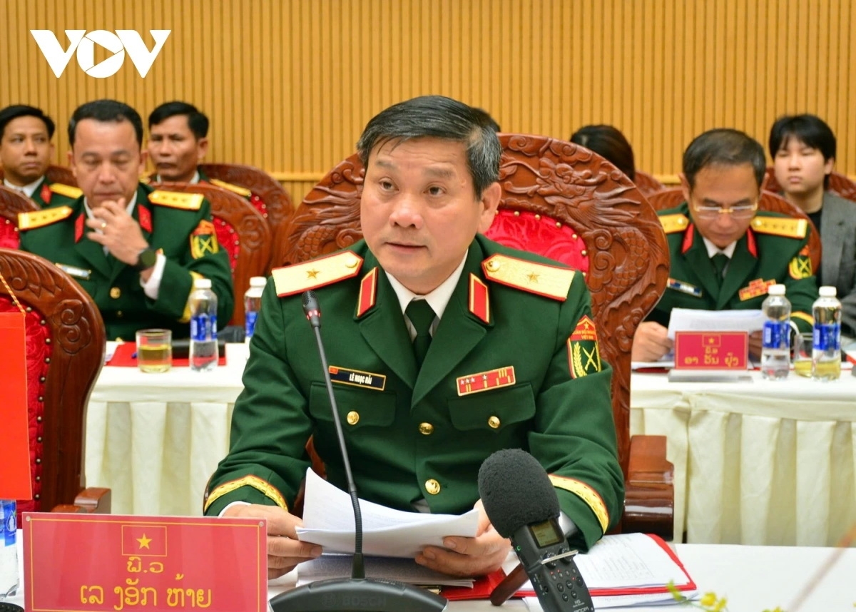 Thiếu tướng Lê Ngọc Hải, Tư lệnh Quân khu 5 phát biểu tại hội nghị.