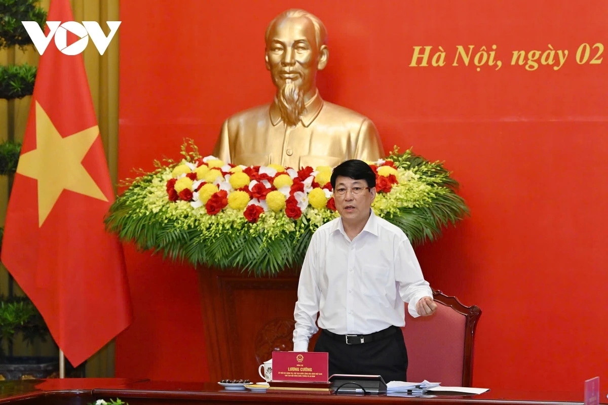 Chủ tịch nước Lương Cường - Chủ tịch Hội đồng Quốc phòng và An ninh chủ trì phiên họp