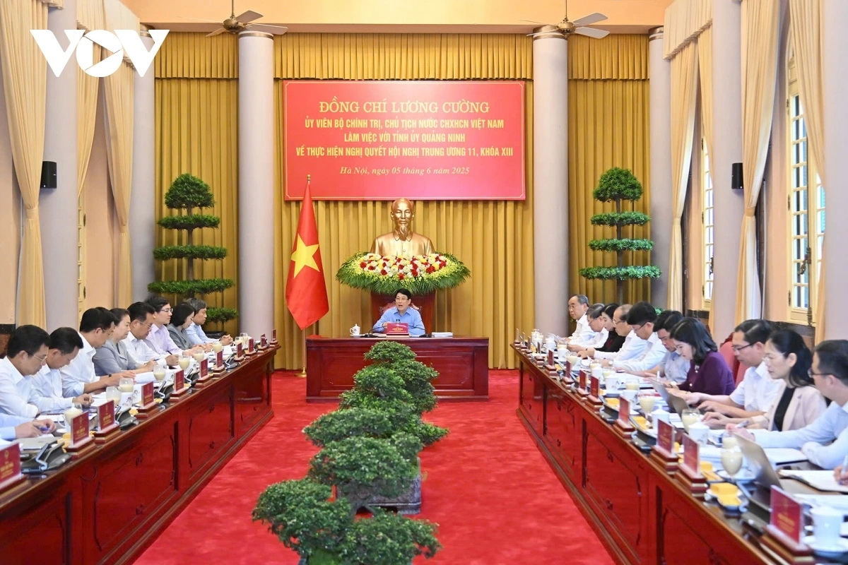 Chủ tịch nước Lương Cường chủ trì làm việc với tỉnh ủy Quảng Ninh