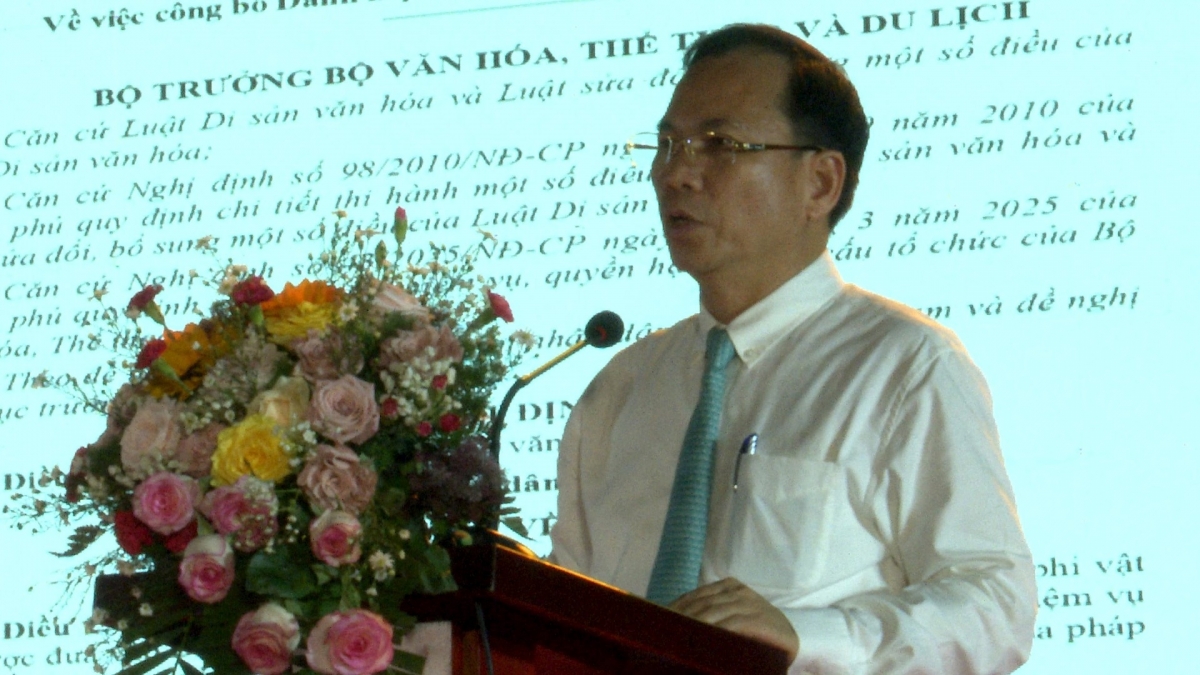 Ông Nguyễn Thanh Hồng, Giám đốc Sở Văn hóa, Thể thao - Du lịch tỉnh Quảng Nam phát biểu tại buổi lễ.