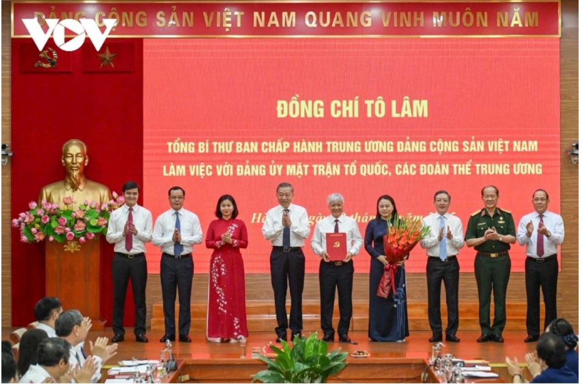 Tổng Bí thư Tô Lâm pă nau ntrŭnh nau kan, ƀư ntrong kan bah ntŭk kan Uỷ ban Trung ương MTTQ Việt Nam