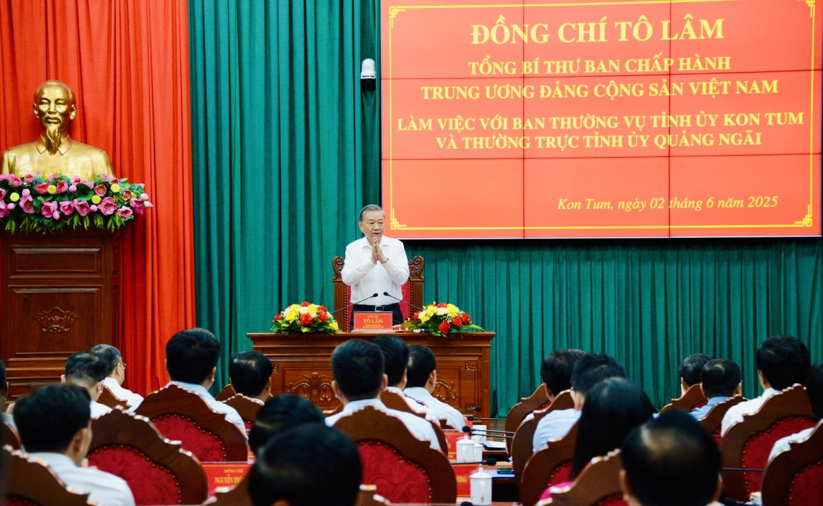 Tổng Ƀí thư ồng Tô Lâm lơh broă mờ đơng lam càr Kon Tum mờ Quảng Ngãi