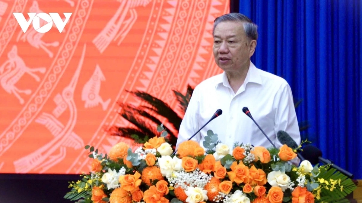 Tổng Bí thư Tô Lâm phát biểu chỉ đạo tại buổi làm việc với Ban Thường vụ 2 tỉnh Gia Lai và Bình Định