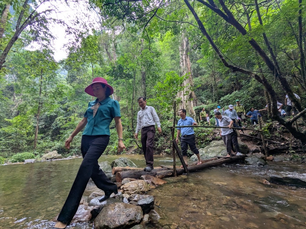 Đoàn công tác của tỉnh Gia Lai đến thăm quan, khảo sát Vườn Quốc gia Kon Ka Kinh. (ảnh: Nguyễn Thảo)