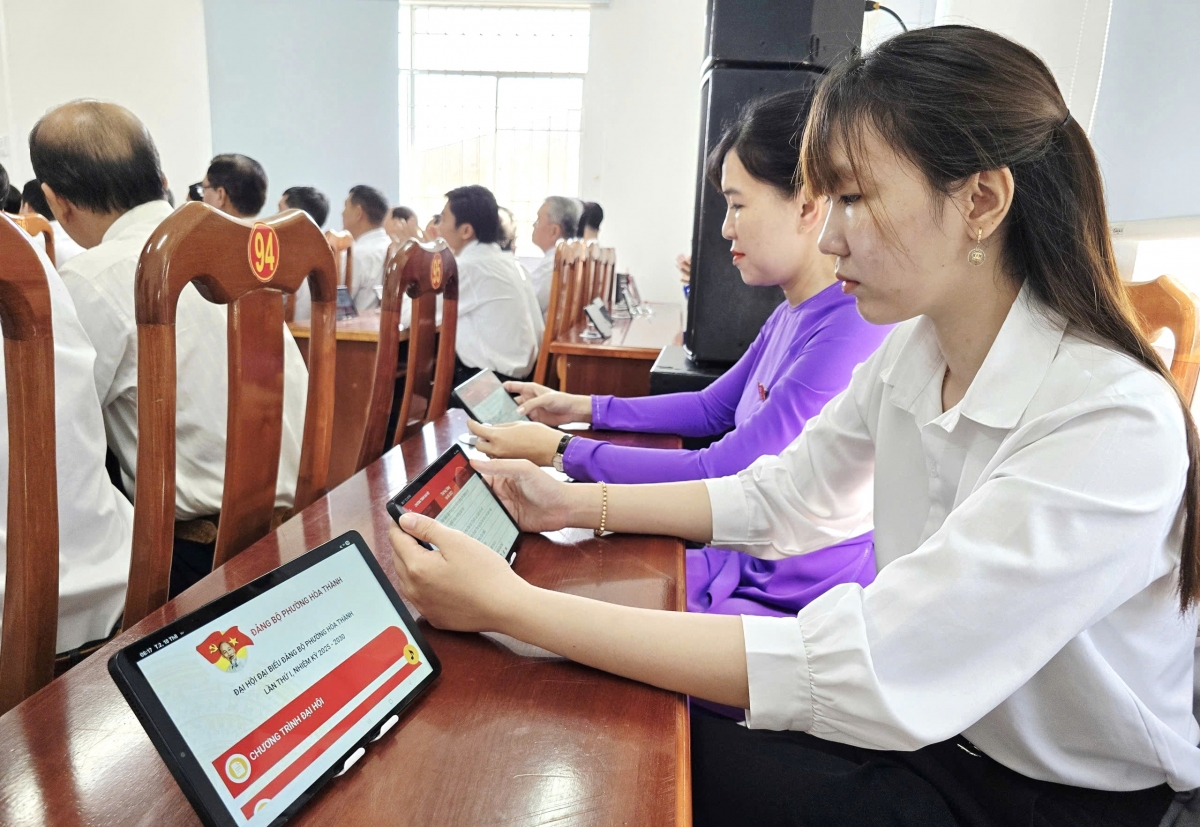 Phường Hòa Thành là đơn vị tiên phong tổ chức Đại hội Đảng không giấy của tỉnh Cà Mau