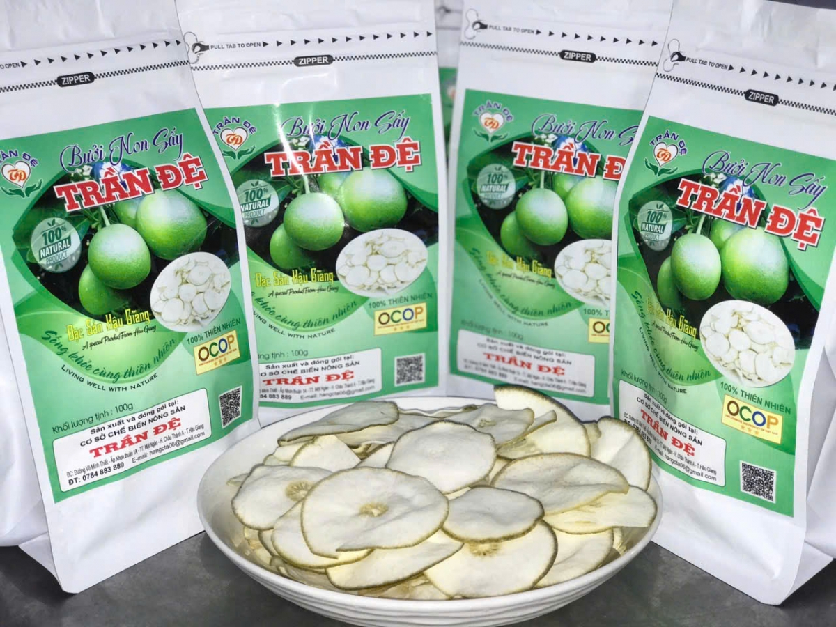 Sản phẩm bưởi non sấy Trần Đệ