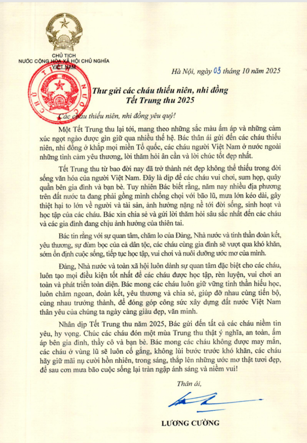 Kruanh dak Lương Cường njoăl săm ƀŭt rhơn Tết Trung thu 2025.