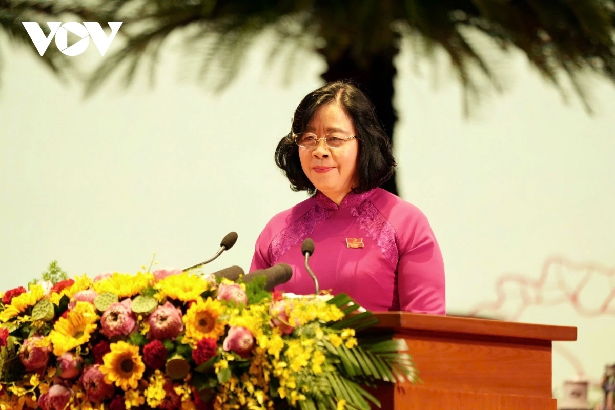 Bí thư Thành ủy Hà Nội Bùi Thị Minh Hoài phát biểu khai mạc