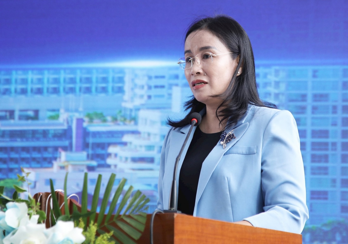 Phó Chủ tịch UBND thành phố Đà Nẵng Nguyễn Thị Anh Thi phát biểu tại buổi lễ. Ảnh: ĐẮC MẠNH