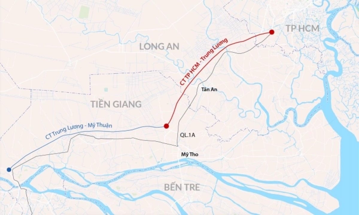 Mbaoh harak ka danak dak peih praong jalan peih samar ban raya Ho Chi Minh – Trung Lương – Mỹ Thuận.