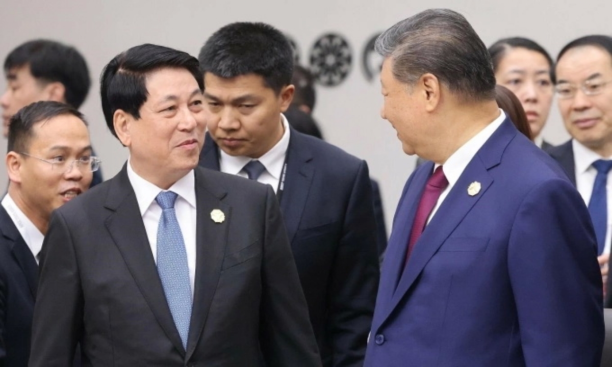 Chủ tịch nước Lương Cường và Tổng Bí thư, Chủ tịch nước Trung Quốc Tập Cận Bình. Ảnh: TTXVN