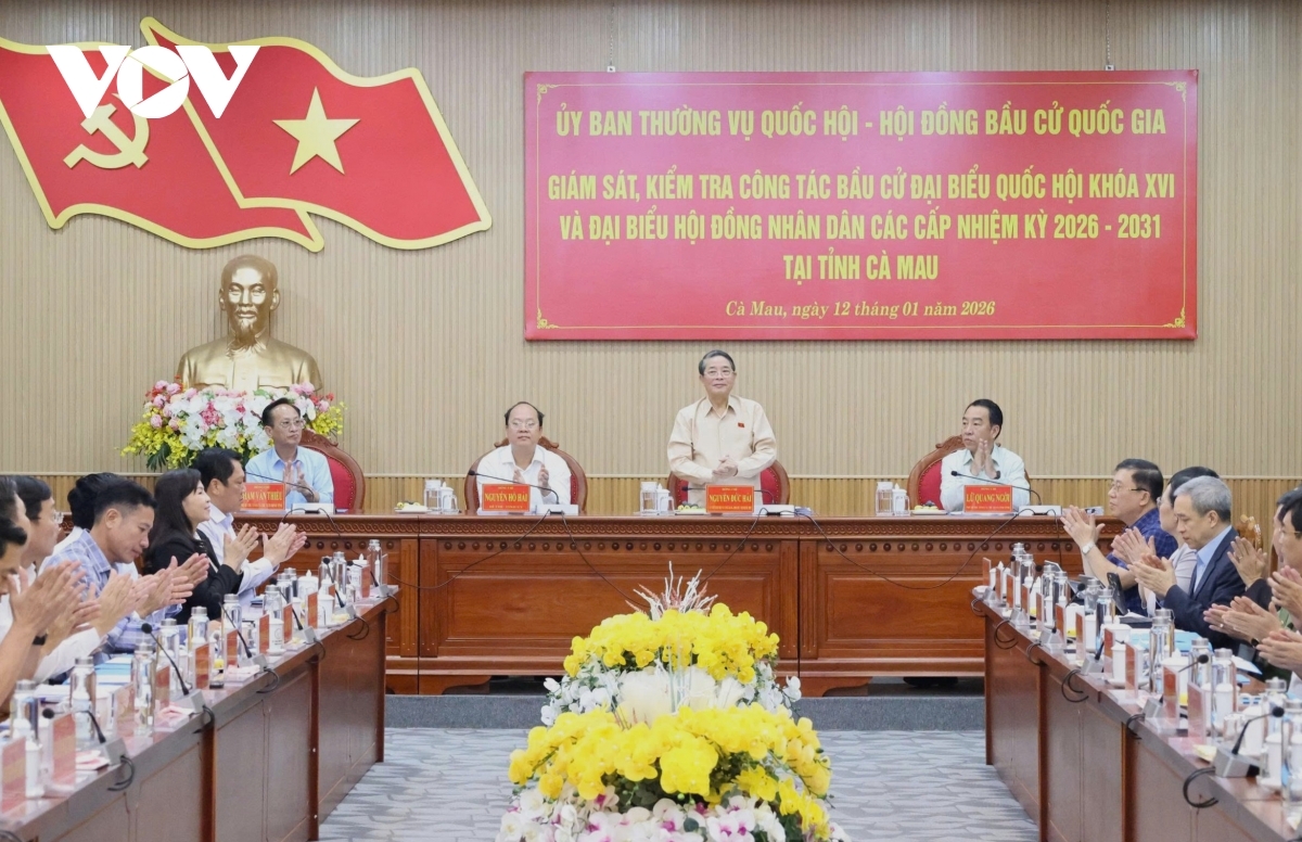Đoàn công tác của Ủy ban Thường vụ Quốc hội do Phó Chủ tịch Quốc hội Nguyễn Đức Hải dẫn đầu đã giám sát công tác chuẩn bị bầu cử Quốc hội Khóa XVI và HĐND các cấp nhiệm kỳ 2026-2031 tại tỉnh Cà Mau.