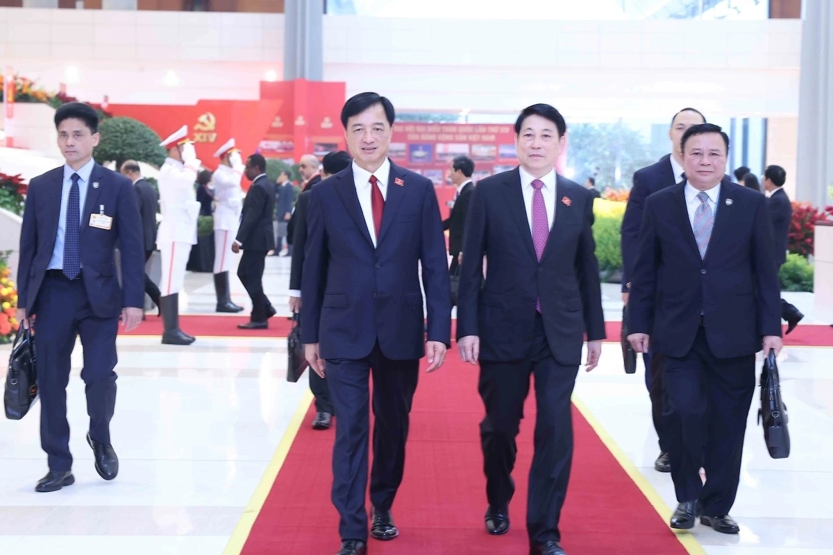 Chủ tịch nước Lương Cường và Bí thư Thành ủy Hà Nội Nguyễn Duy Ngọc đến dự khai mạc Đại hội.