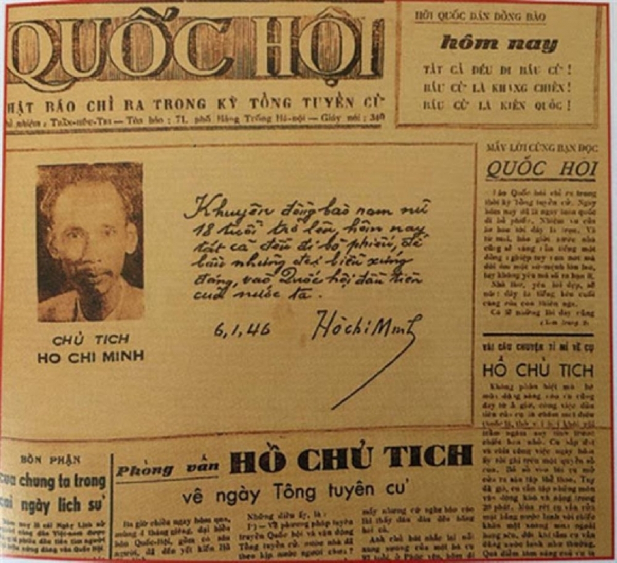 Hlá tơbeăng Kuô̆k hô̆i kơxô̆ ki kal mơ’no a hâi lơ 6/1/1946 hiăng in chôu ‘măn a trang apoăng krếo thế kuăn pơlê lâp tơnêi têa ing rơkong topui pơtâng dêi Pôa Hồ Chí Minh, Kăn xiâm hnê ngăn tơnêi têa hneăng apoăng (Um: Xup ‘măn ahdrối)