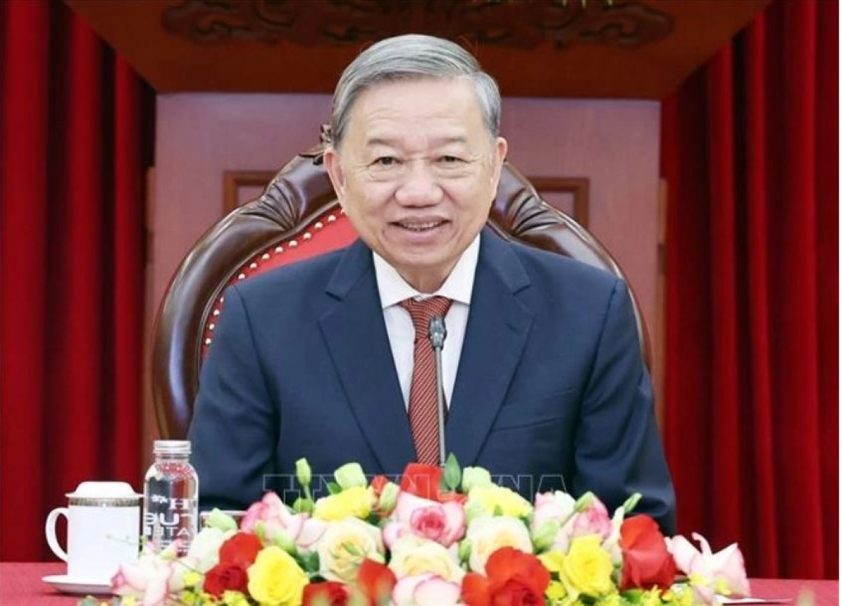 Tổng Bí thư Tô Lâm kuăl điện tâm nchră. (Rup: TTXVN)