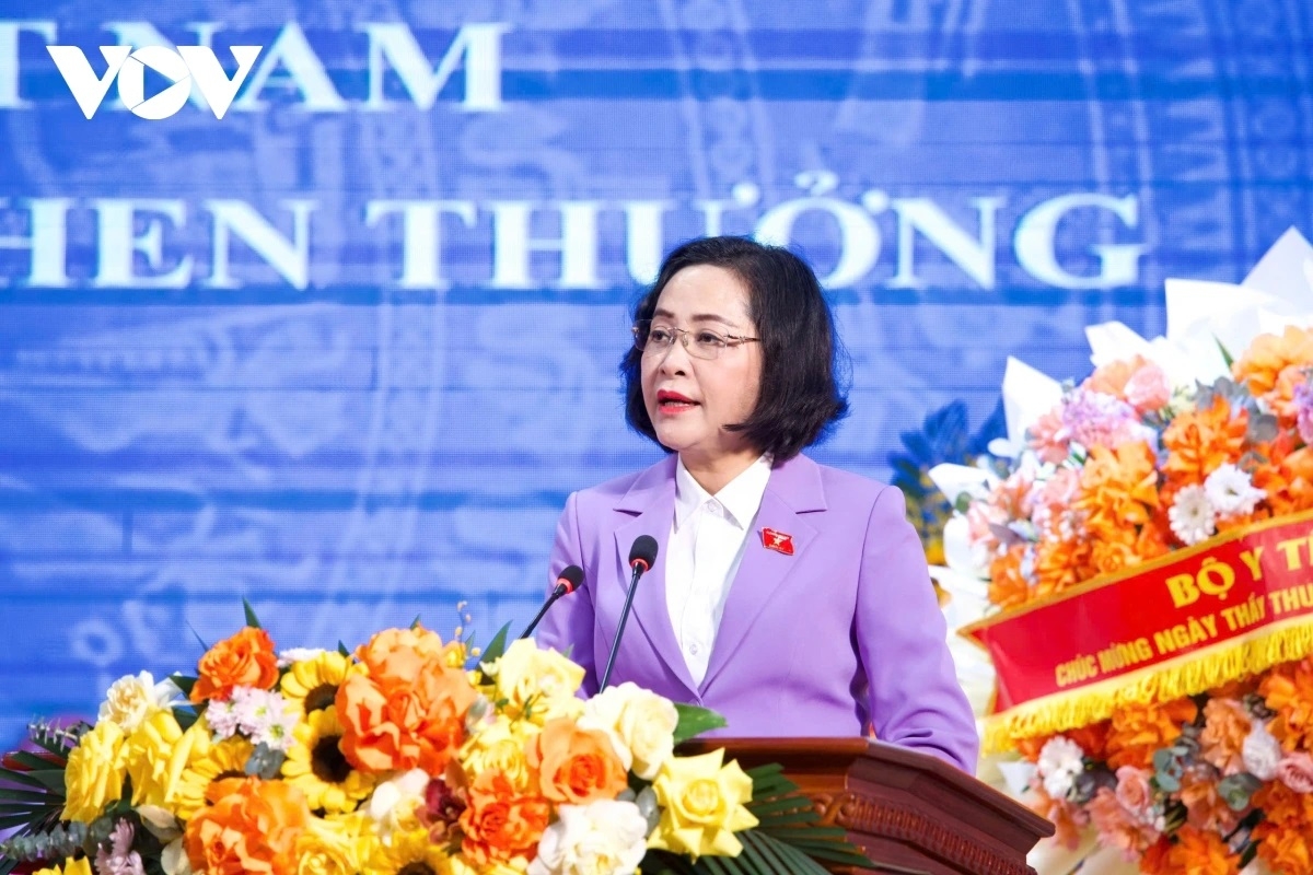 Phó Chủ tịch Quốc hội Nguyễn Thị Thanh dự Lễ kỷ niệm 71 năm Ngày Thầy thuốc Việt Nam của Bệnh viện Trung ương Thái Nguyên.