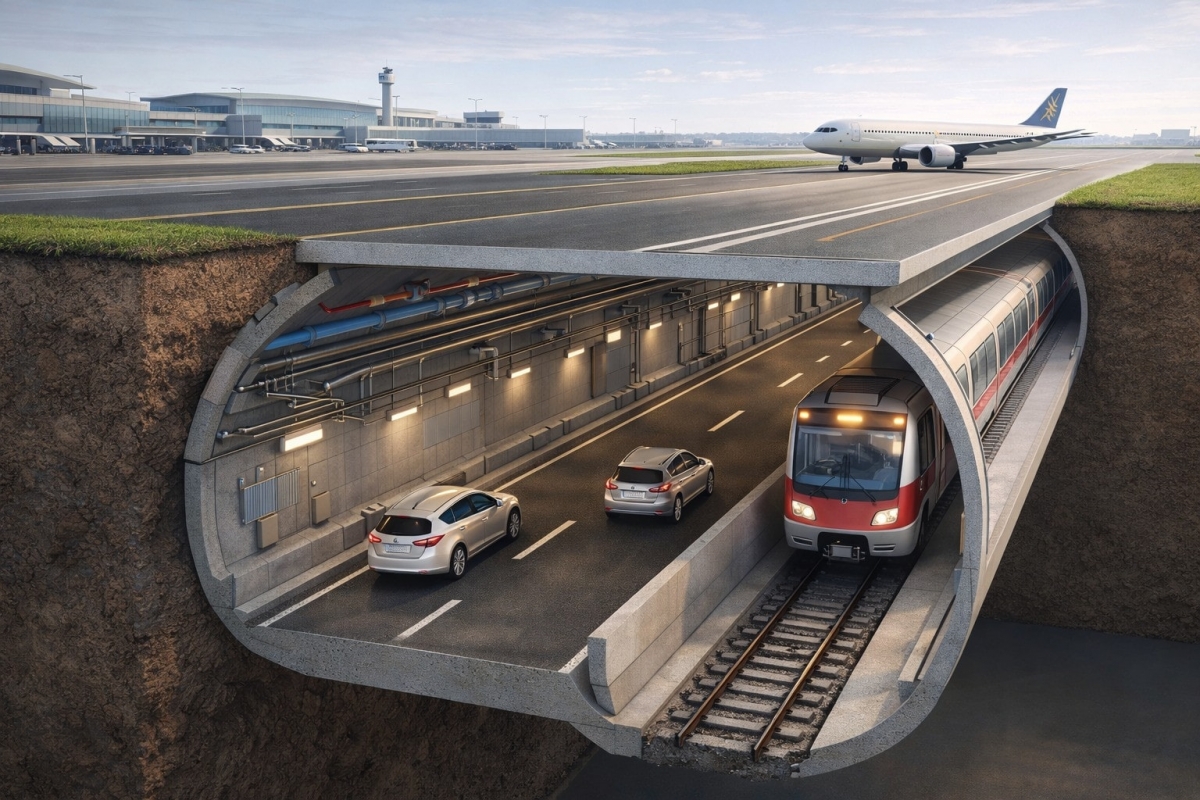 Nếu được triển khai đây sẽ là hầm ngầm xuyên sân bay đầu tiên của Việt Nam.