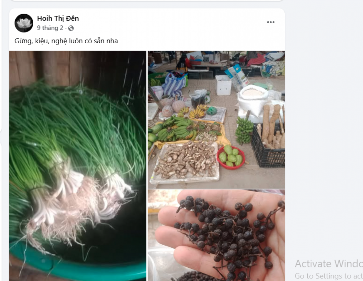Nông sản của bà con Cơ Tu ở Đông Giang được đưa lên trang facebook của chị Hôih Thị Đên