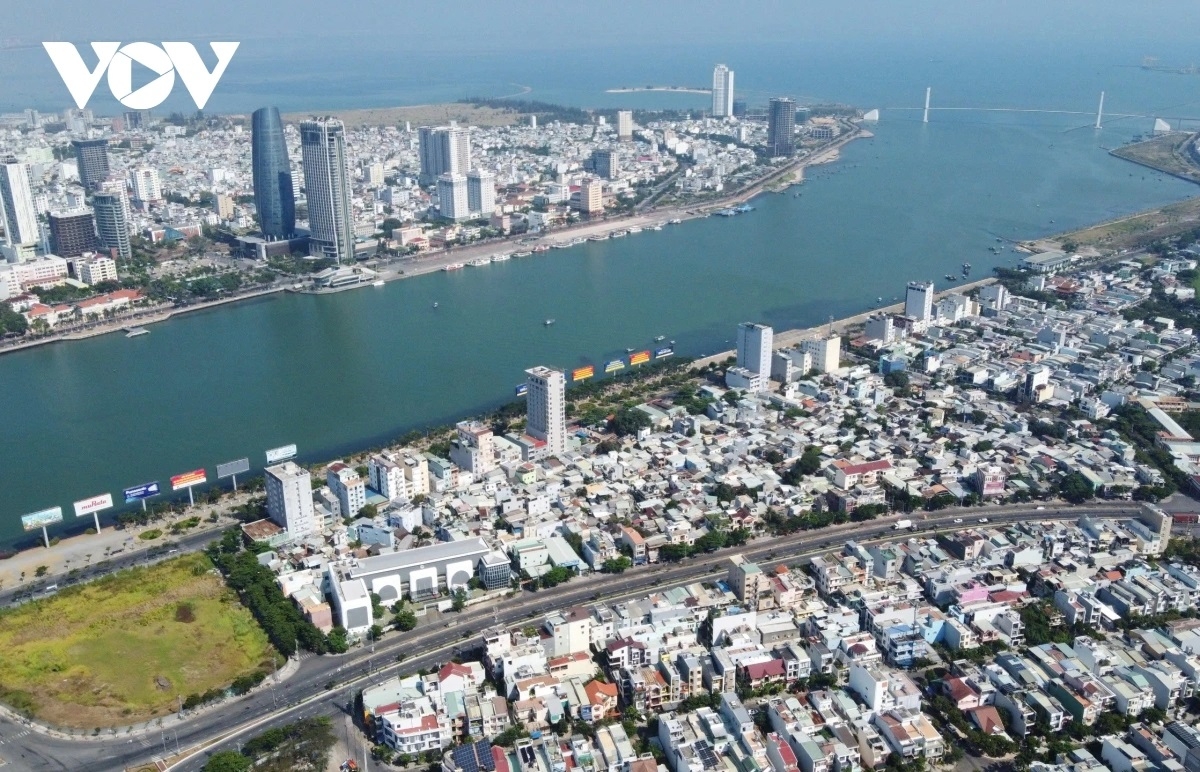 Trung tâm hành chính thành phố Đà Nẵng nhìn từ trên cao.