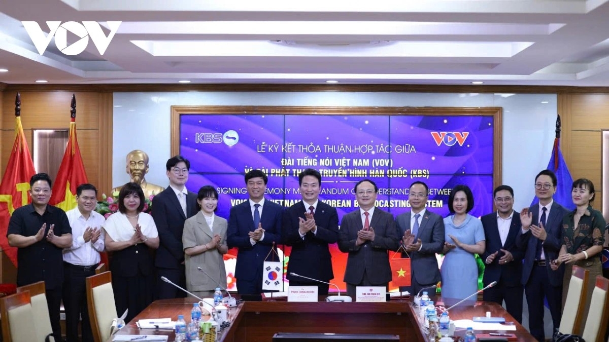 VOV-KBS ký kết Thỏa thuận hợp tác trong lĩnh vực truyền thông. Ảnh: Đức Anh