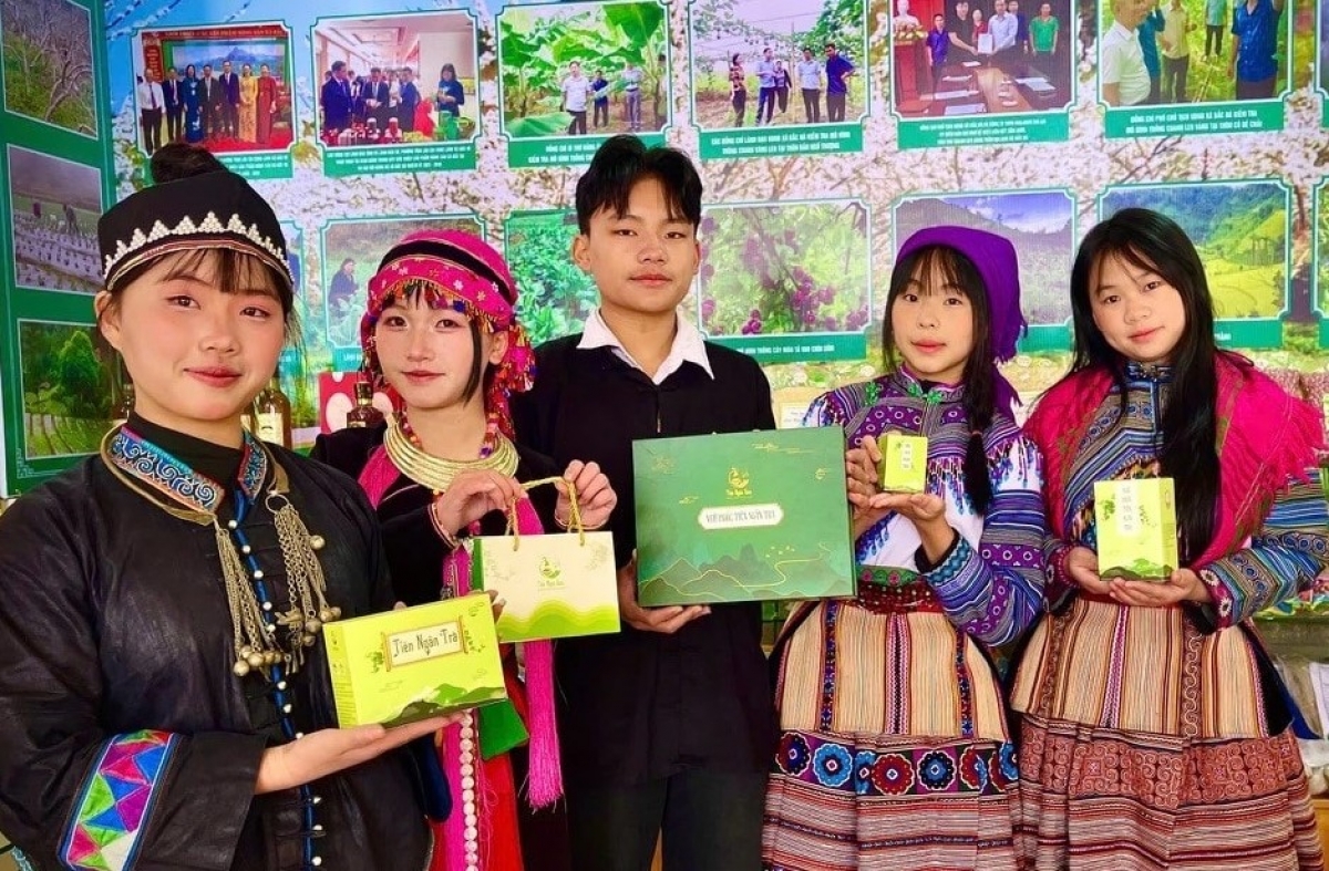 Nhóm học sinh của dự án Đa dạng hóa sản phẩm từ Tiên Ngân Sâm.