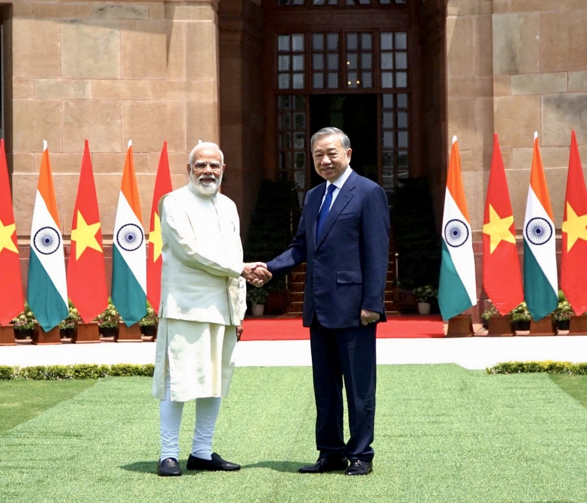 Tổng bí thư, Kruanh dak Tô Lâm rgum nchră đah Thủ tướng Ấn Độ Narendra Modi