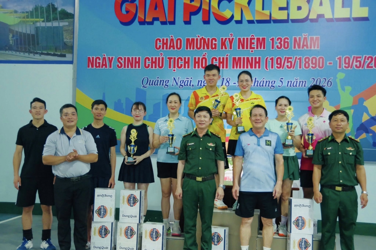 Giải Pickleball chào mừng sinh nhật Bác tại Ban Chỉ huy BĐBP tỉnh Quảng Ngãi (Ảnh: BP Quảng Ngãi)