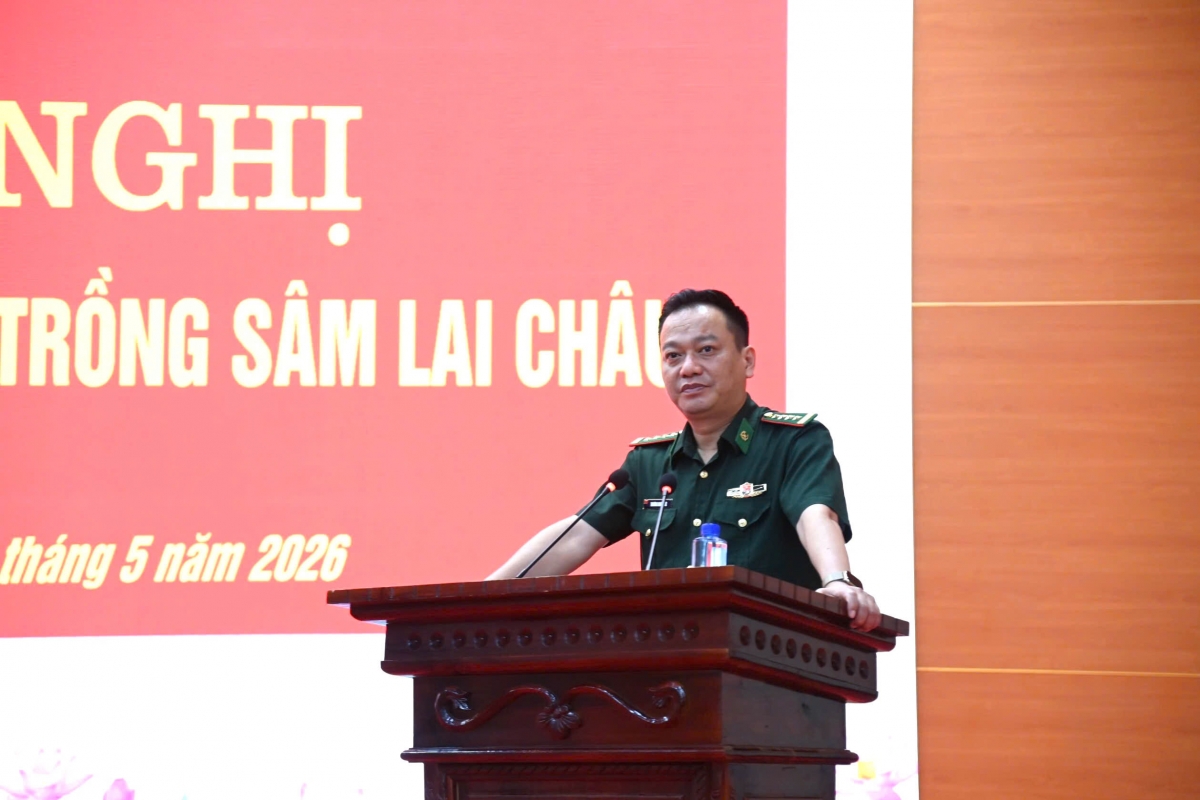 Đại tá Trương Minh Đức - Chỉ huy trưởng Ban Chỉ huy BĐBP phát biểu khai mạc Hội nghị (Ảnh: Đức Duẩn)