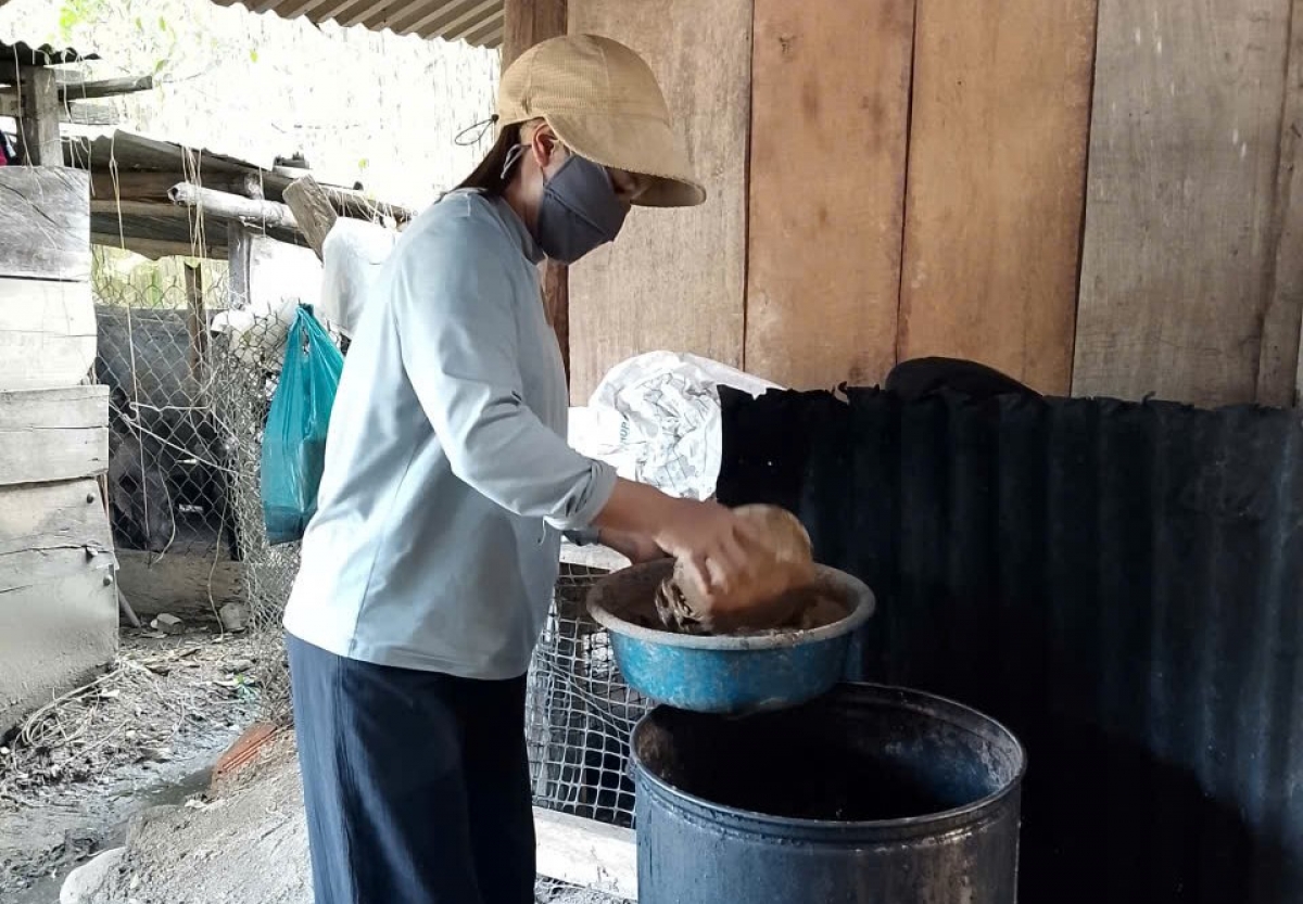 Chị Alăng Thị Lan nỗ lực chăn nuôi để thoát nghèo 
 