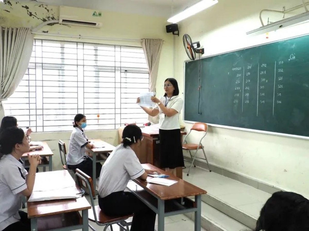 Cán bộ coi thi sinh hoạt quy chế thi tại điểm thi THPT Gia Định. Ảnh: THU TÂM