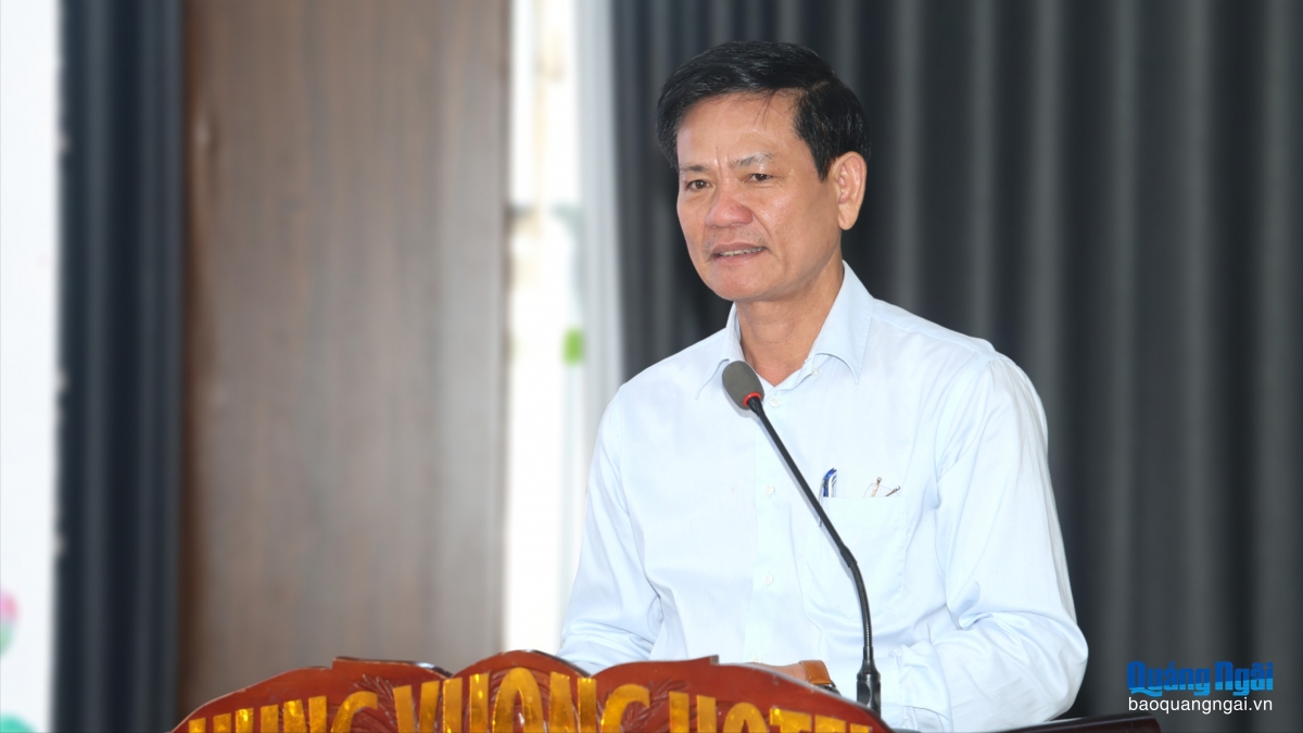 Ủy viên Ban Thường vụ Tỉnh ủy, Trưởng ban Tuyên giáo và Dân vận Tỉnh ủy Ngô Văn Trọng phát biểu tại hội nghị. Ảnh:NGỌC ĐỨC - DUY HƯNG