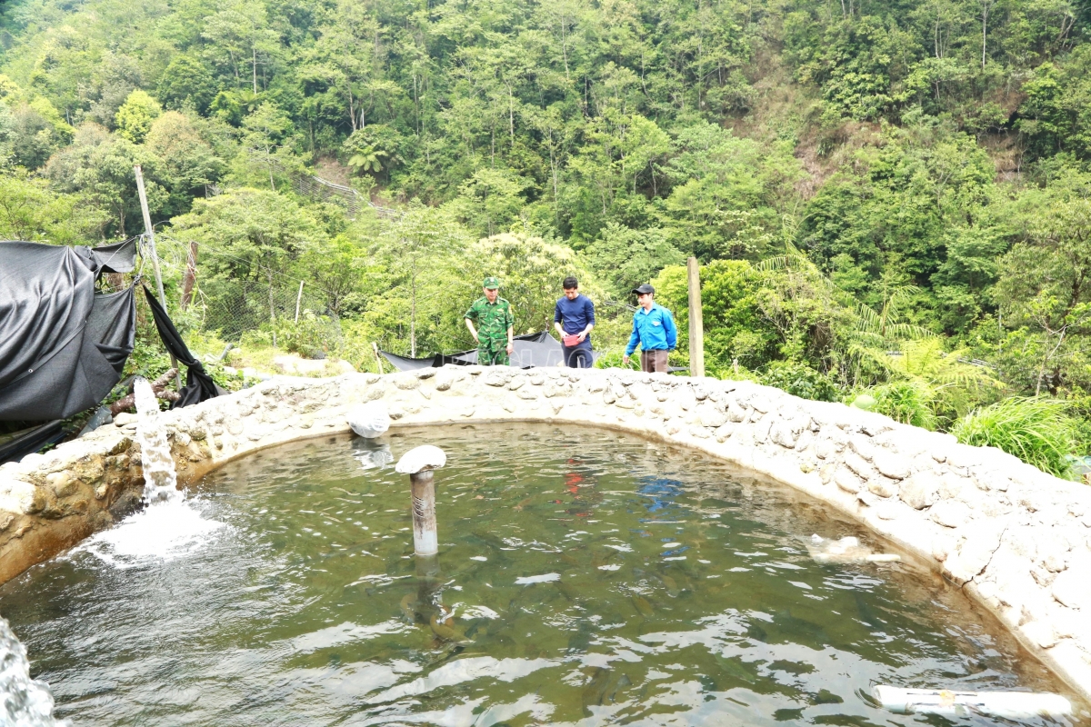 Mô hình nuôi cá nước lạnh là hướng phát triển kinh tế mới ở Hồng Ngài - Ảnh: Tuấn Ngọc.