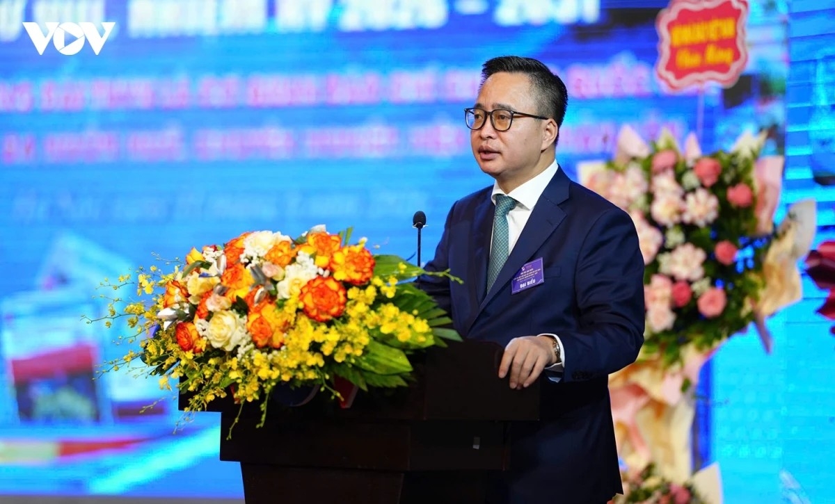 Phó Tổng Giám đốc VOV, Chủ tịch Liên chi Hội Nhà báo Đài TNVN Phạm Mạnh Hùng phát biểu khai mạc đại hội