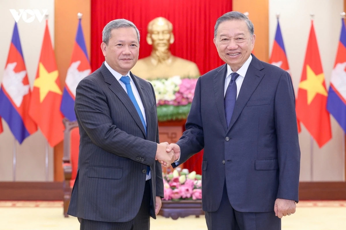 
Tổng Bí thư, Kơdră teh đak Tô Lâm sơng Thủ tướng Campuchia Hun Manet