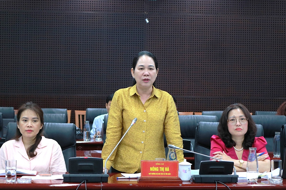 Thứ trưởng Nông Thị Hà phát biểu tại buổi làm việc với UBND thành phố Đà Nẵng