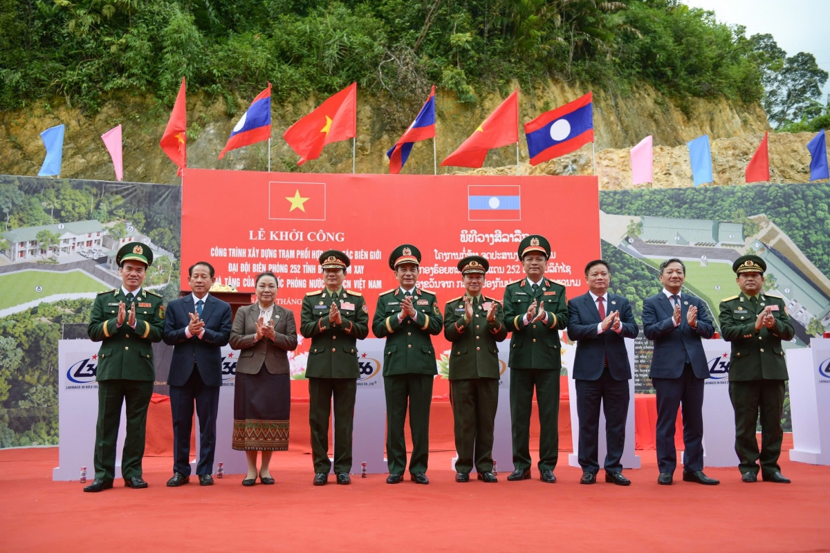Lễ khởi công công trình Trạm phối hợp công tác biên giới của Đại đội Biên phòng 252 (Ảnh: Khánh Toàn)