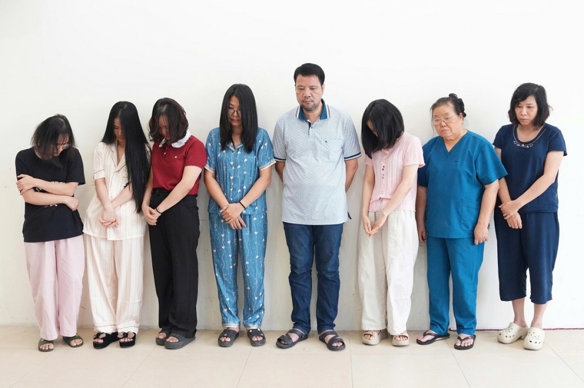 Nhóm đối tượng tại cơ quan công an. (ảnh: CANA)