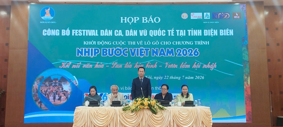 Họp báo Festival Dân ca Dân vũ Quốc tế 2026 tỉnh Điện Biên tổ chức tại Hà Nội. Ảnh: Trần Huyền Trang/Ban Thời sự VOV1