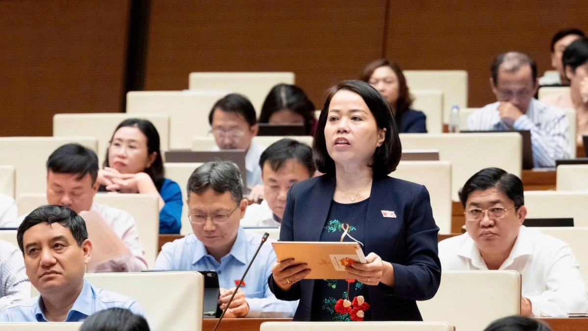 Đại biểu Lý Thị Lan phát biểu tại hội trường Quốc hội. (Ảnh: Quốc hội)