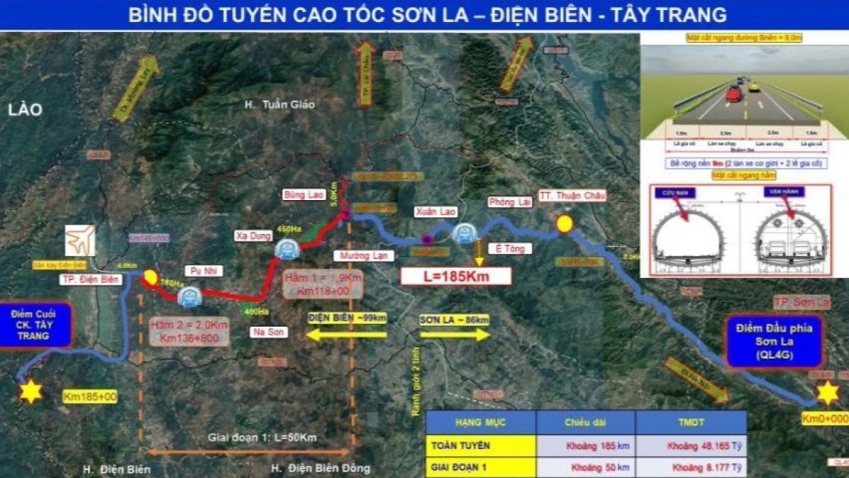 Bình đồ tuyến cao tốc Sơn La-Điện Biên