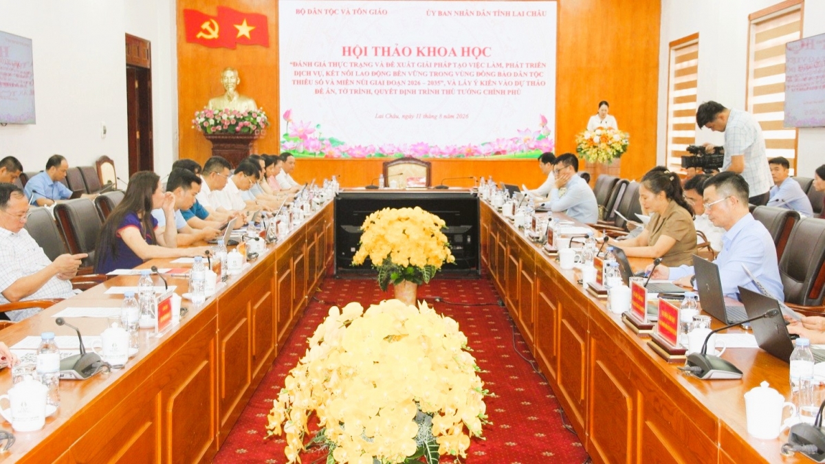 Hội thảo nhằm đánh giá thực trạng đào tạo nghề và giải quyết việc làm vùng đồng bào DTTS và miền núi. Ảnh: Trọng Bảo