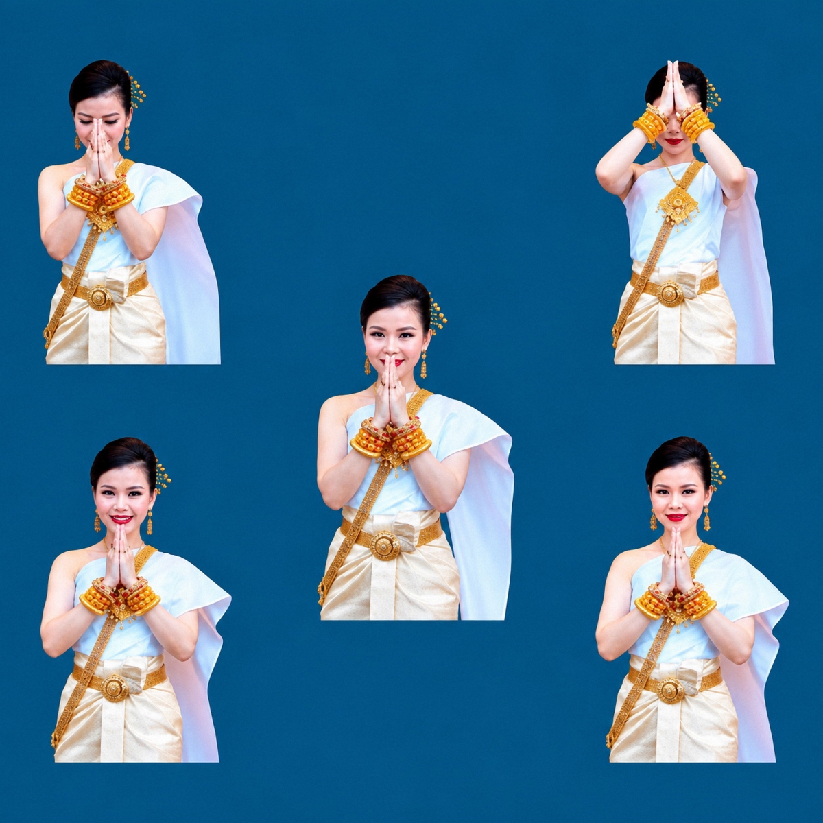 5 cấp độ chắp tay bái, chào hỏi theo phong tục truyền thống Khmer (Ảnh: Thạch Trà Vinh-VOV ĐBSCL)