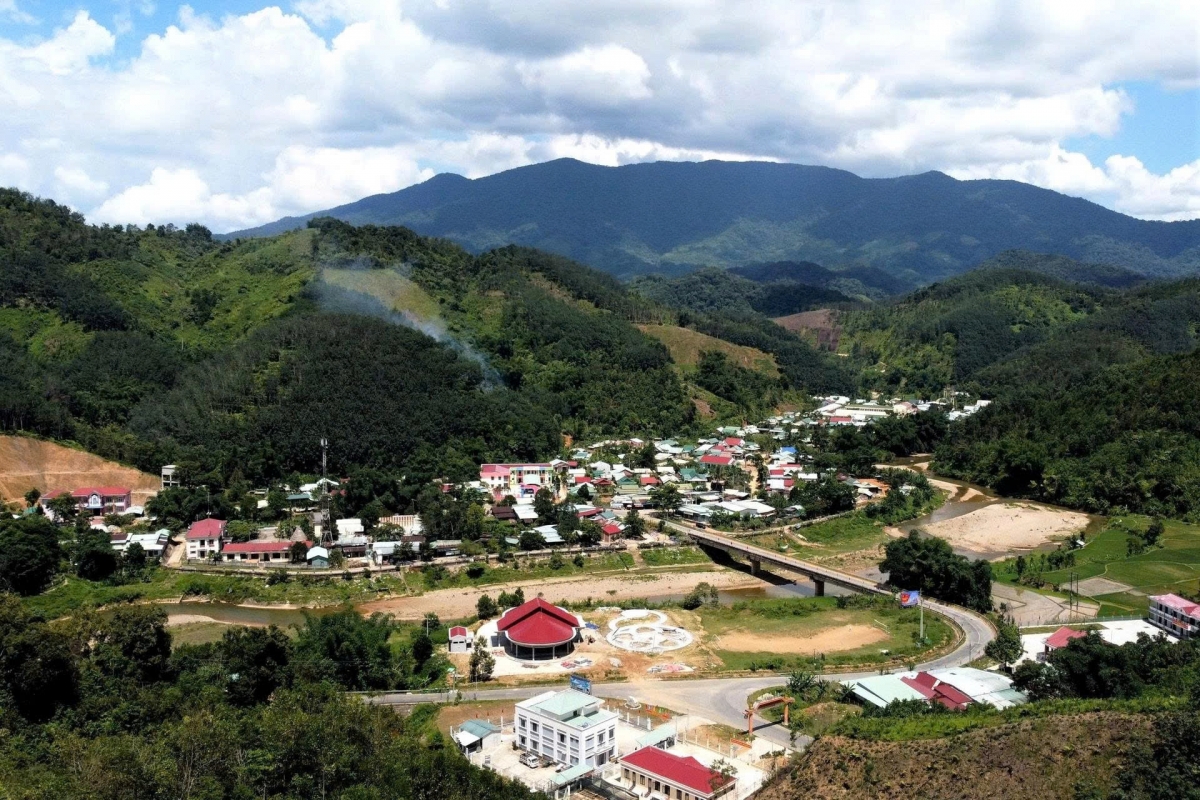 Xã vùng cao biên giới A Vương thành phố Đà Nẵng nhìn từ trên cao (Ảnh:Thanh Hà)
