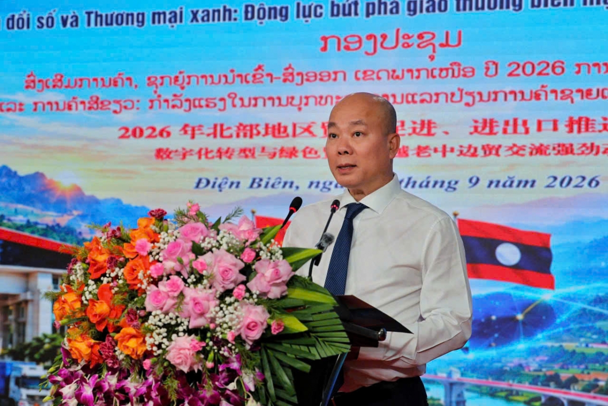 Ông Vũ Bá Phú, Cục trưởng Cục Xúc tiến thương mại, Bộ Công Thương phát biểu tại hội nghị.(Ảnh: Vũ Lợi)
