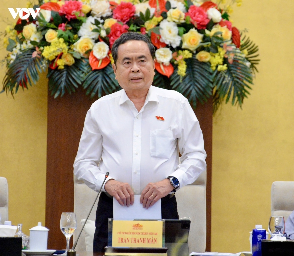 Chủ tịch Quốc hội Trần Thanh Mẫn phát biểu khai mạc Phiên họp thứ 6 của Ủy ban Thường vụ Quốc hội.