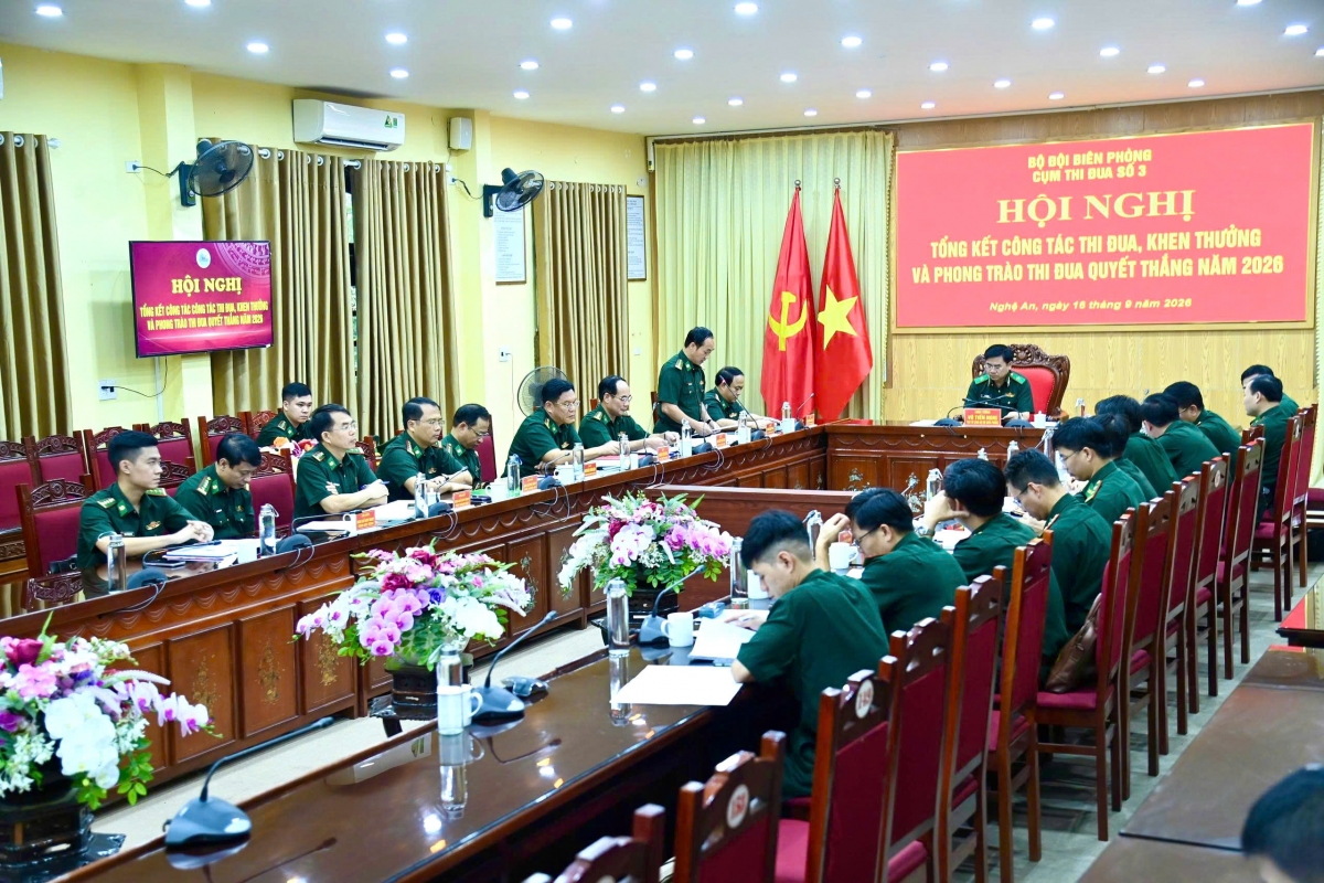 Toàn cảnh hội nghị tổng kết công tác thi đua, khen thưởng và phong trào Thi đua Quyết thắng năm 2026 của Cụm thi đua số 3 BĐBP (Ảnh: Trần Lê Thạch)