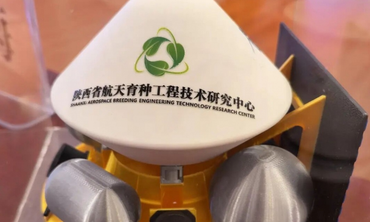 Mô hình vệ tinh nhân giống thương mại trong không gian của Trung Quốc. Ảnh: Shaanxi Fabu - kênh truyền thông chính thức trên mạng xã hội của tỉnh Thiểm Tây