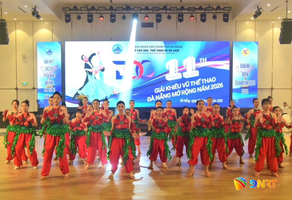 Ngày hội vũ đạo thể thao giải trí cộng đồng thành phố Đà Nẵng năm 2026 hứa hẹn mang đến không khí sôi động. TRONG ẢNH: Vận động viên tham gia Giải khiêu vũ thể thao Đà Nẵng mở rộng năm 2026. Ảnh: THÀNH DANH